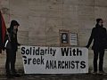 Demonštrácia anarchistov ktorí podporili gréckych kamarátov.